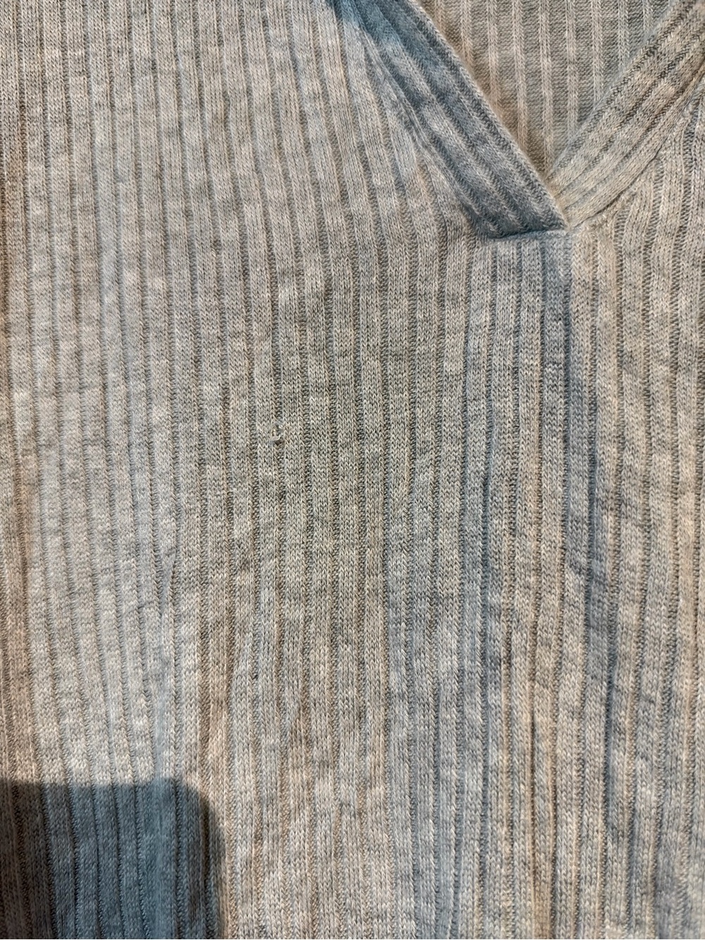 Nordstrom Rack Light Gray Ribbed Collared V-Neck Pullover - Picture 2 of 4